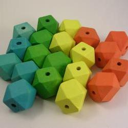 20 Colorful Wood Cube Beads Sampler Pack (WB53)